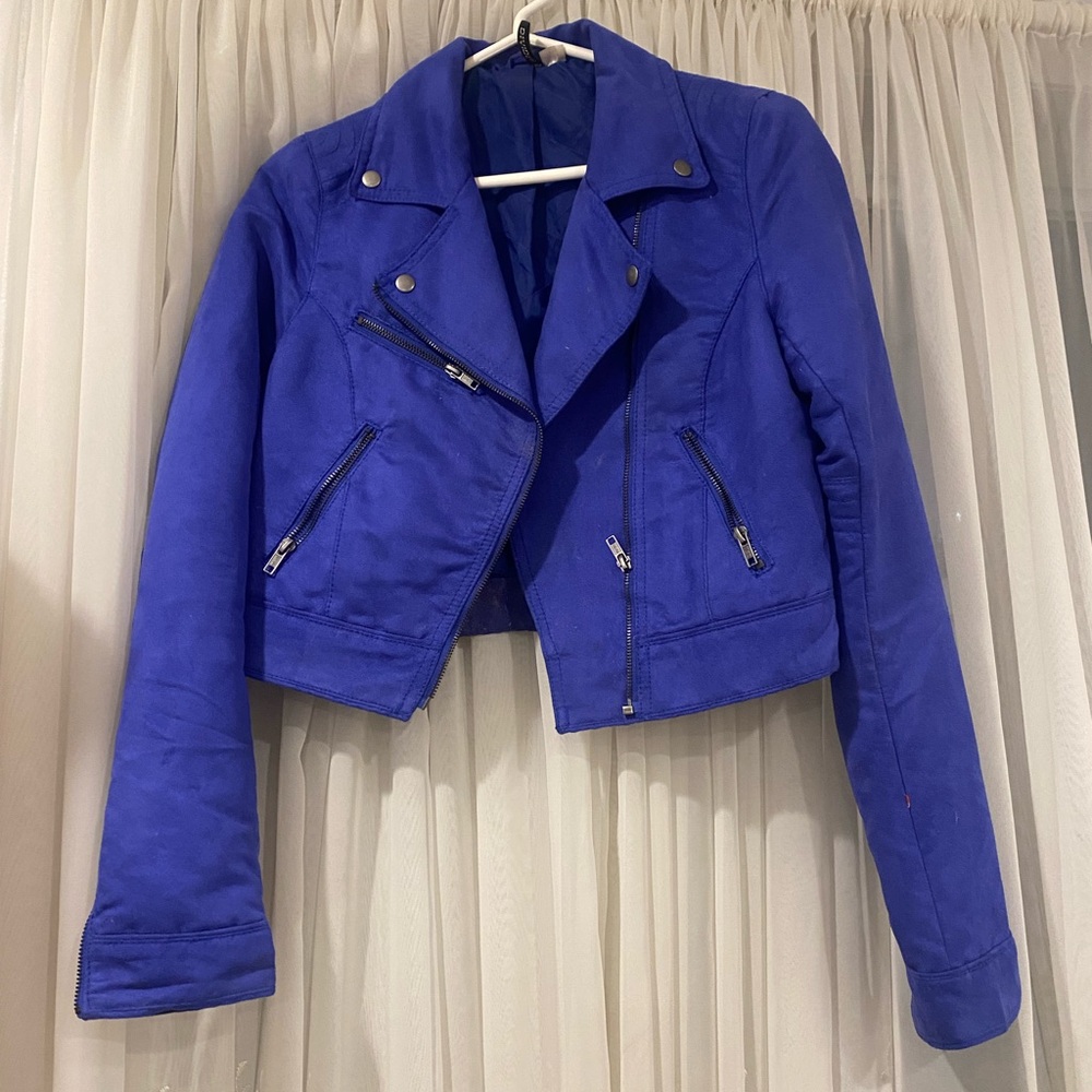 H&M Vibrant Blue Leather Jacket